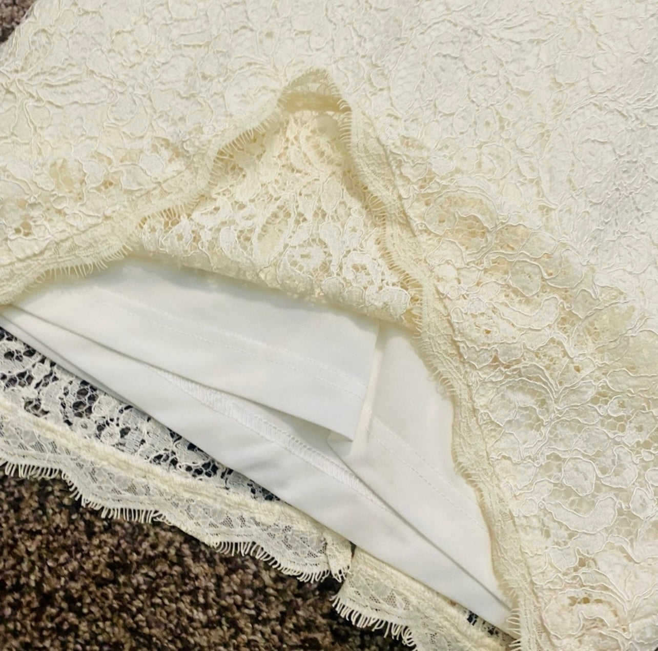 Cache Womens Ivory Floral Lace Sleeveless Sheath Dress