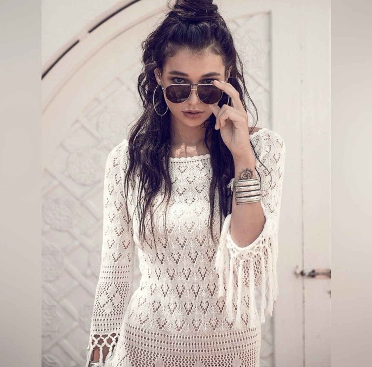 Spell & the Gypsy Collective White Leila off the Shoulder Mini Dress