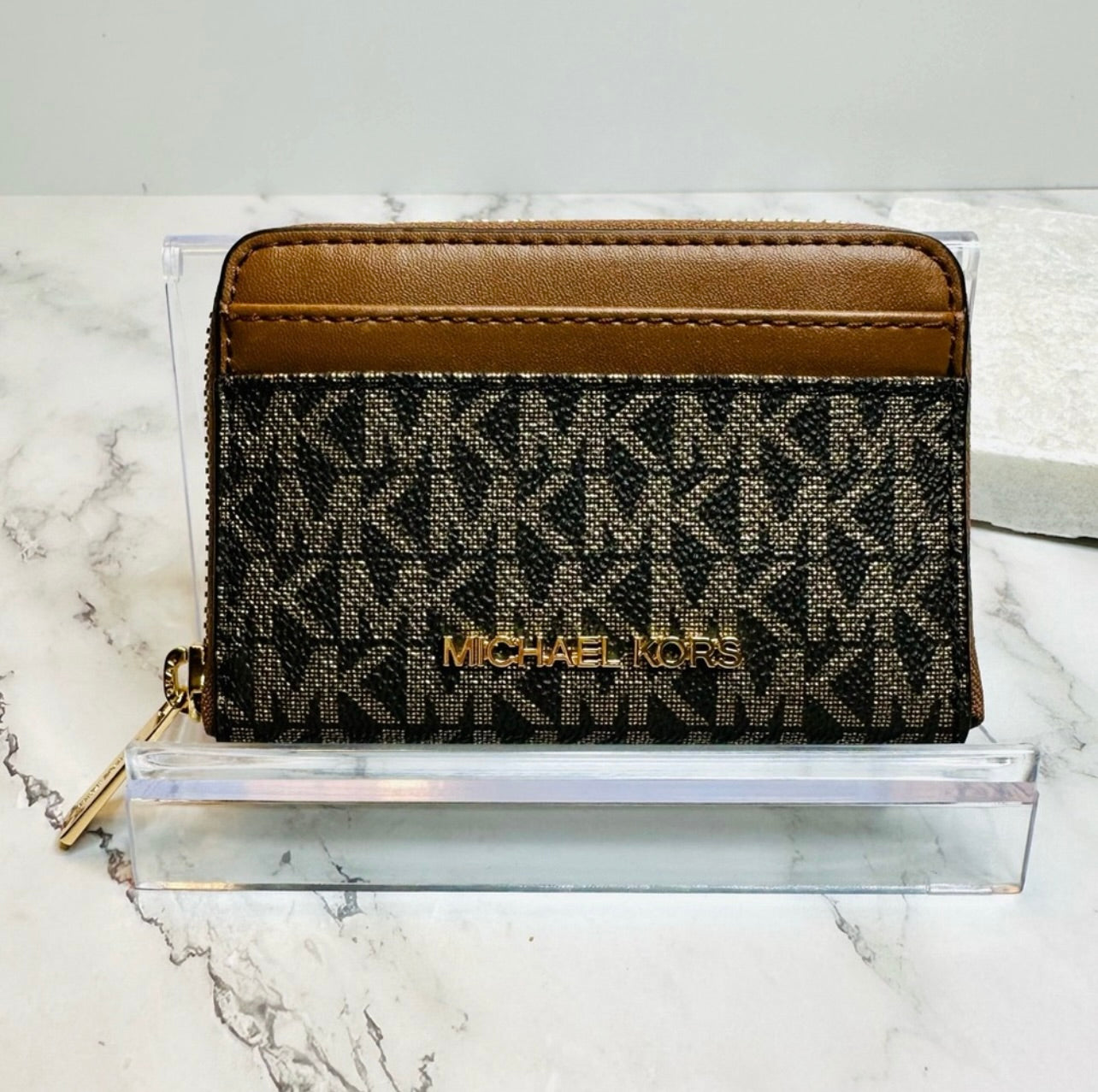 New Michael Kors Jet Set Travel Medium Zip Around Card Case Zip Around Wallet