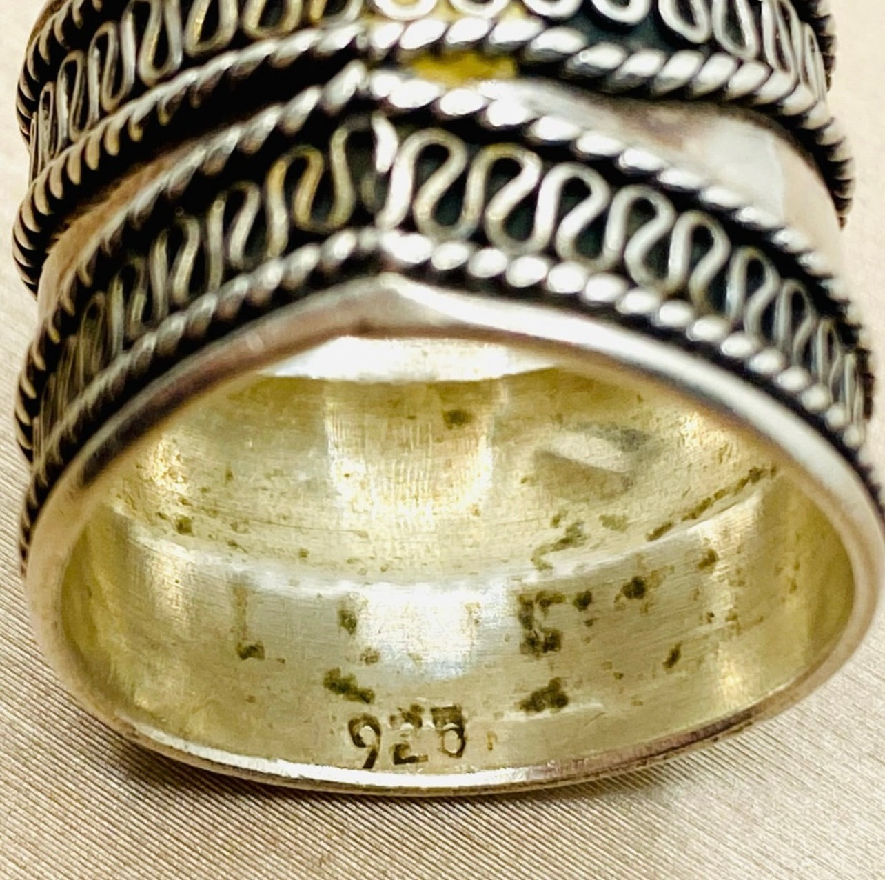 EUC Unisex 925 Sterling Silver Wide Bohemian Ring