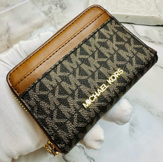 New Michael Kors Jet Set Travel Medium Zip Around Card Case Zip Around Wallet