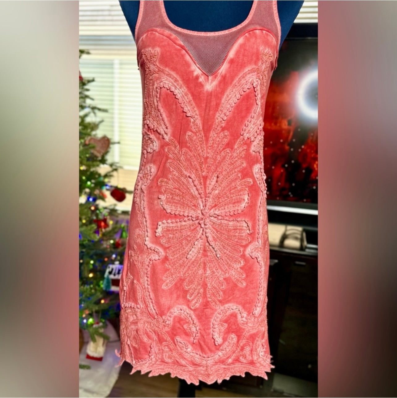 Free People ICE ICE BABY Pink Lemonade Beaded & Lace Bodycon Dress