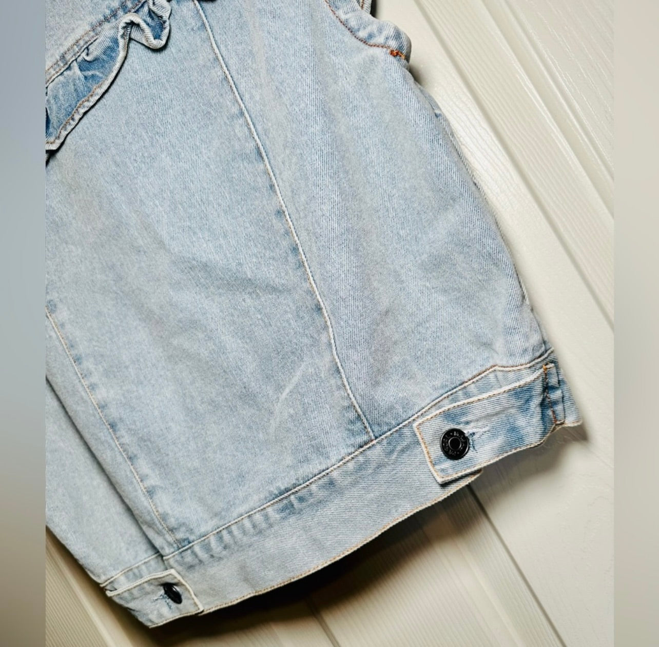 New Magali Pascal Charly Denim Ruffle Vest Jacket