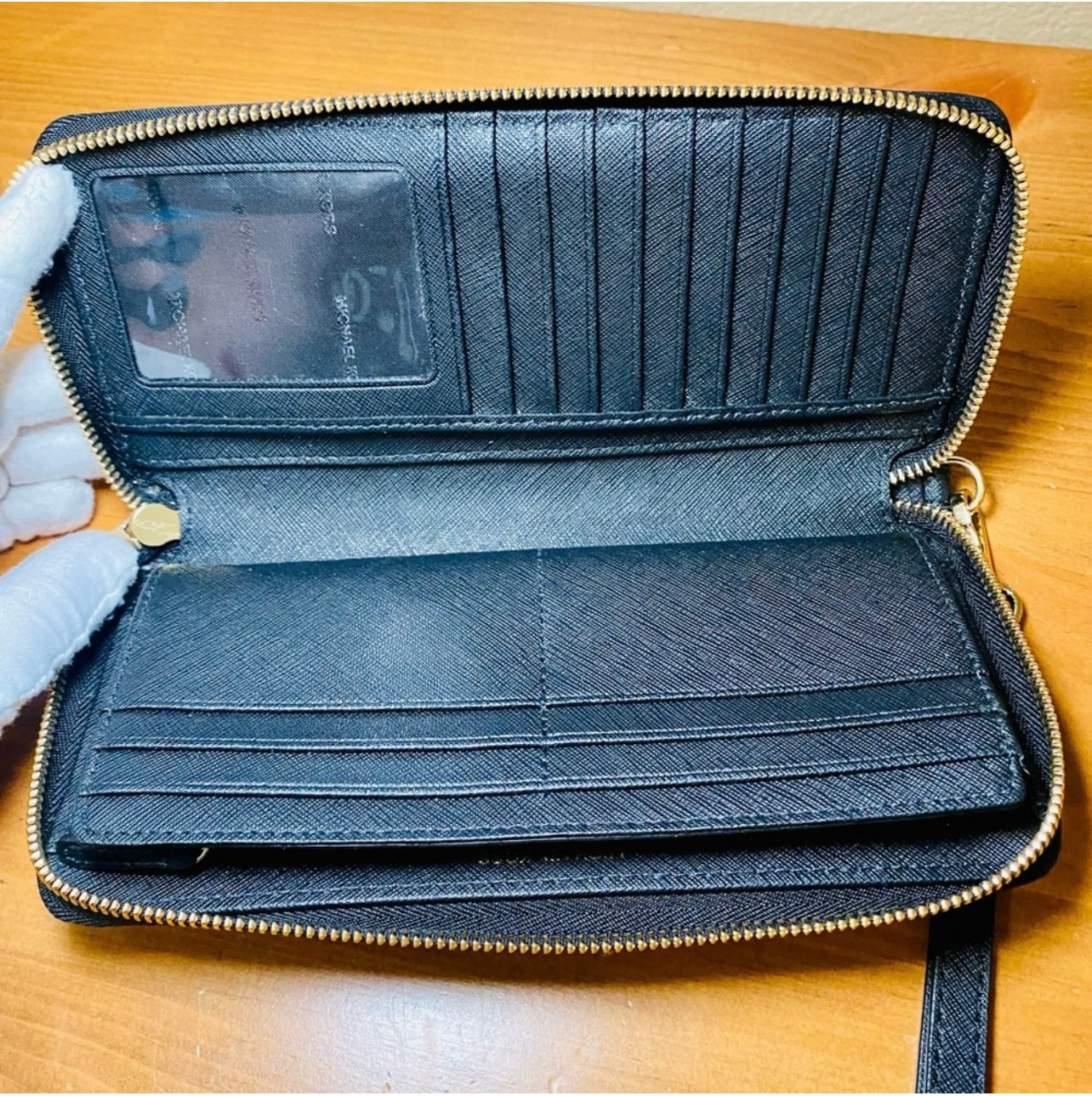 Michael Kors Black Saffiano Leather Continental Wristlet