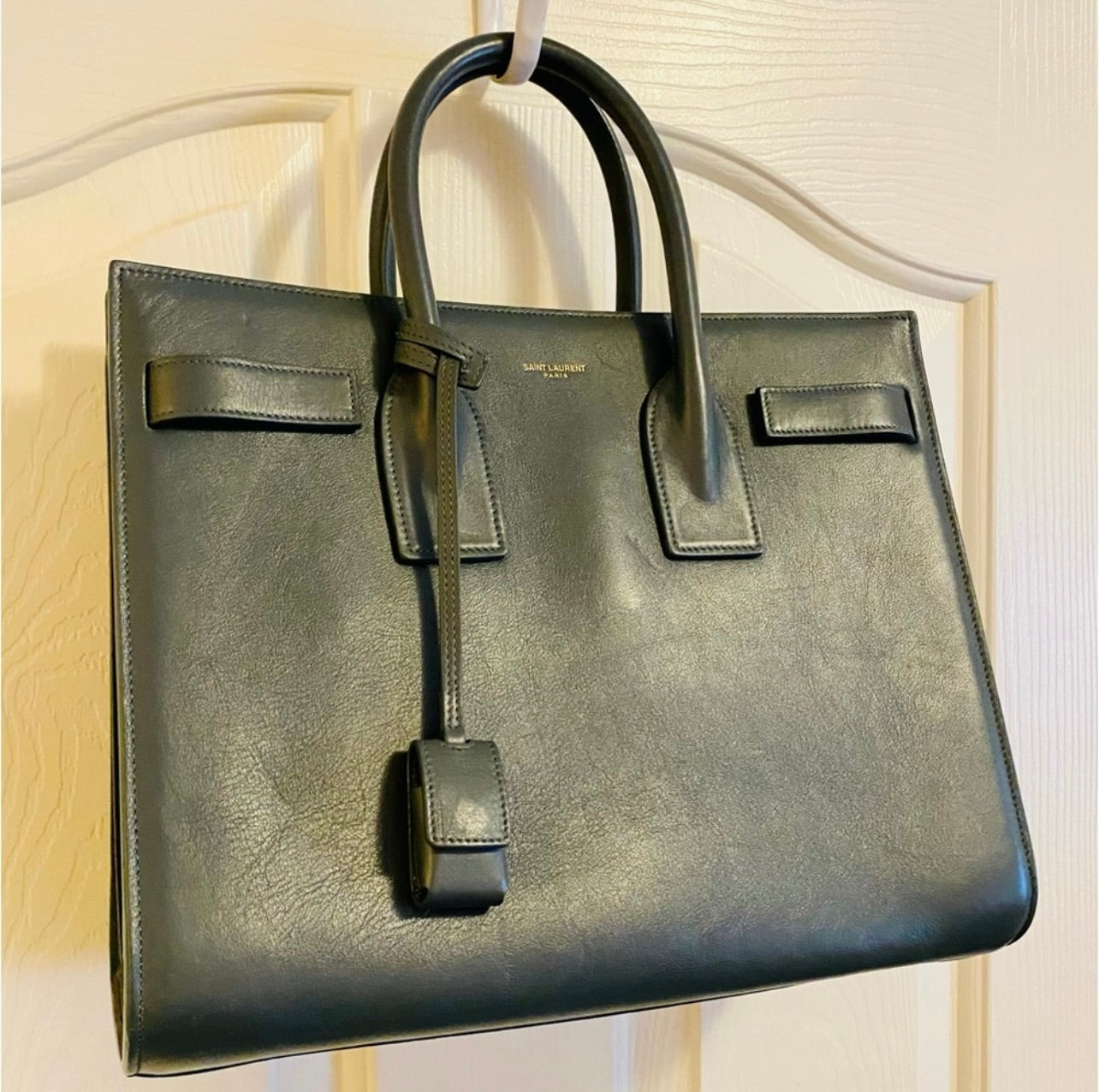 YSL Saint Laurent Sac de Jour Blue/Gray Leather Bag