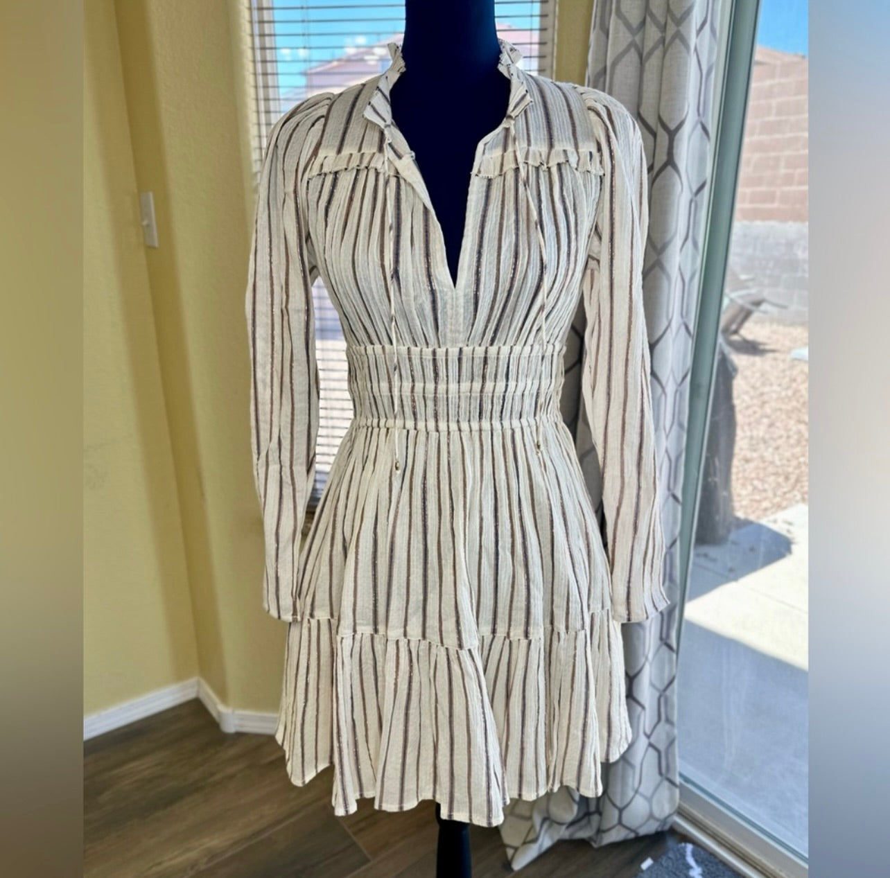 Ulla Johnson Cream Striped Rosalind Mini Dress