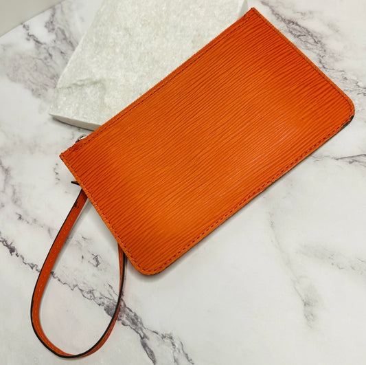 Louis Vuitton Mandarin Orange Epi Leather Neverfull Pochette