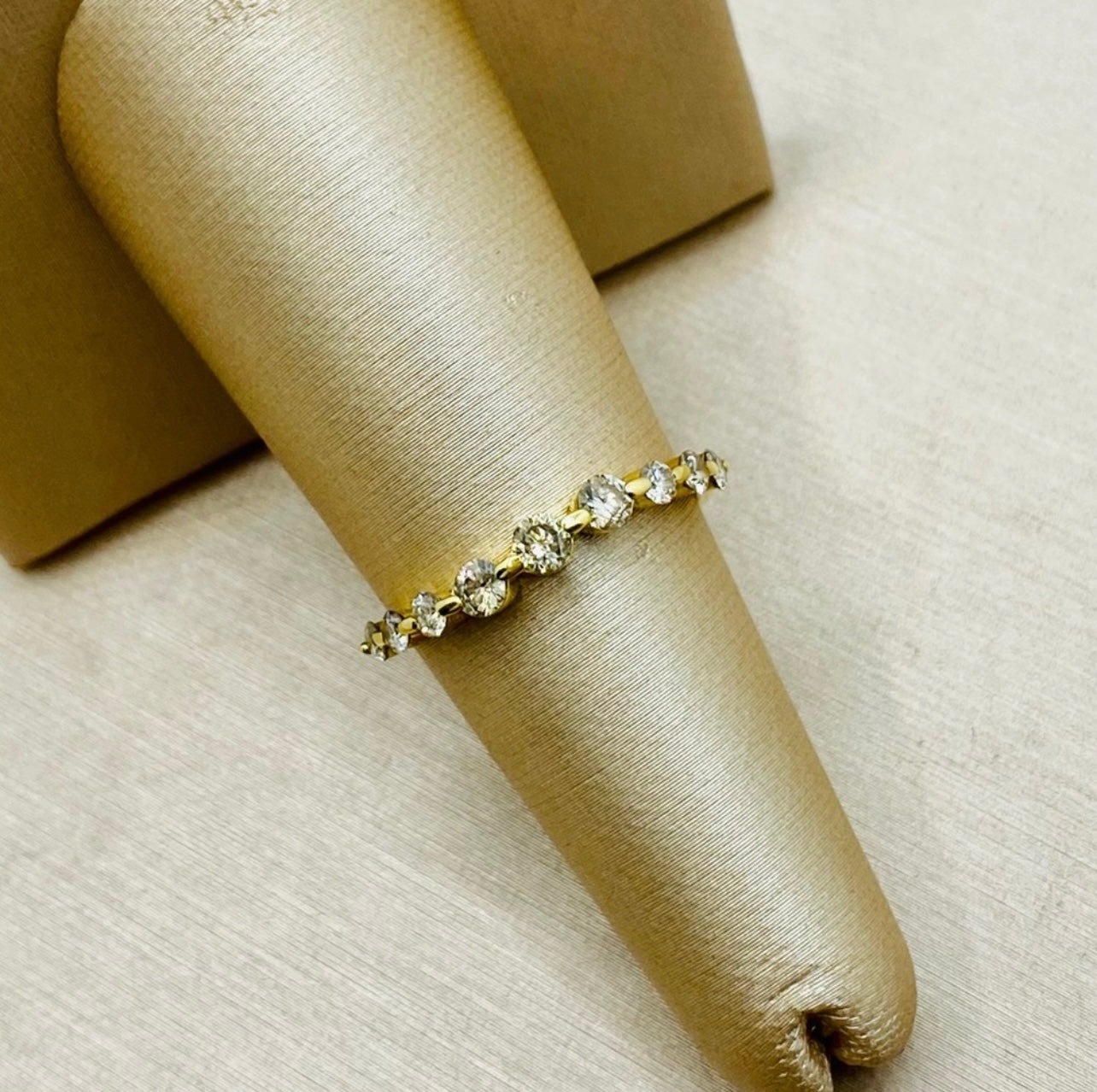 18k Yellow Gold Curved .60 ctw Diamond Ring