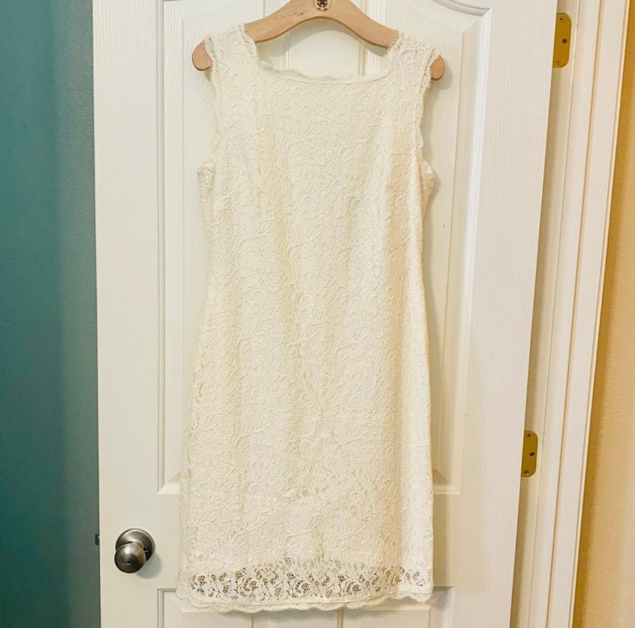 Cache Womens Ivory Floral Lace Sleeveless Sheath Dress