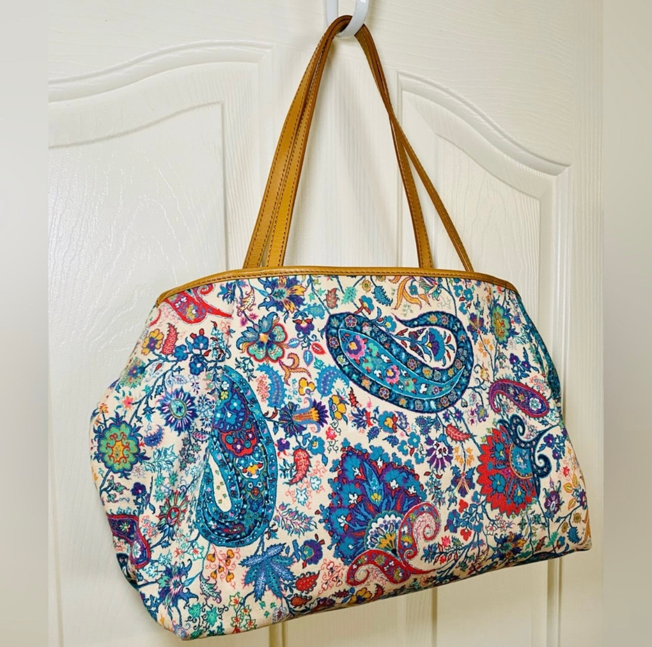 Etro Paisley Print Canvas Tote Bag