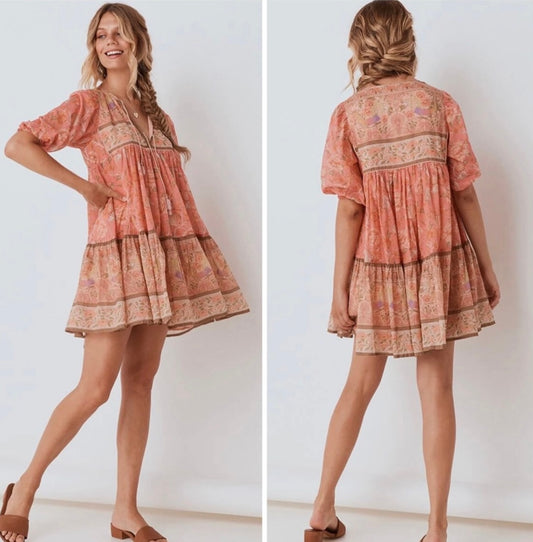 Spell & the Gypsy Collective Coral Seashell Boho Mini Dress