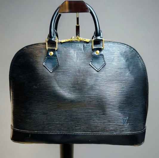 Vintage Louis Vuitton Black Epi Leather Alma PM Bag