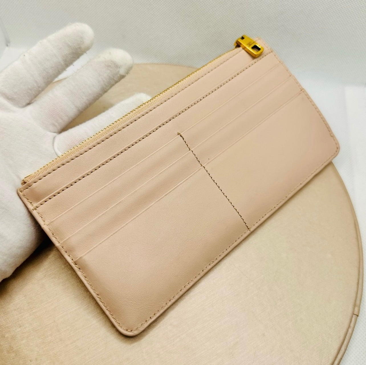 Dolce & Gabbana Quilted Powder Pink Calfskin Long Card Holder Wallet