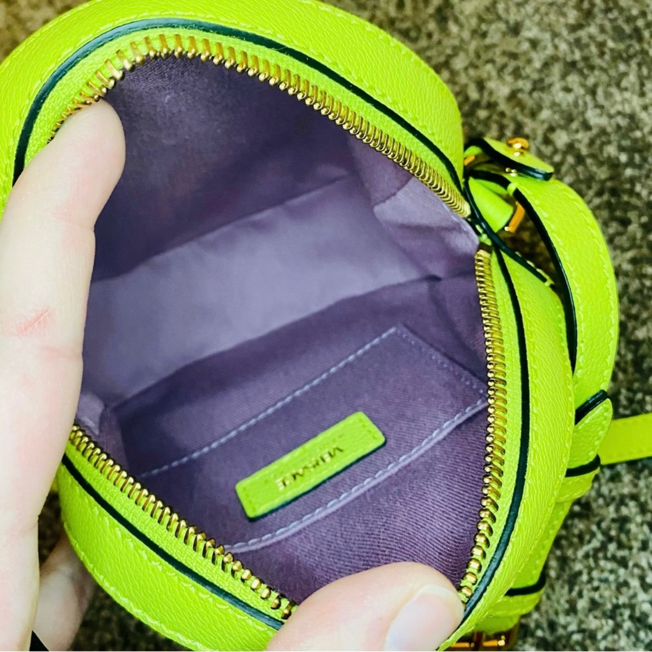 New Versace La Medusa Citron/Green Leather Disco Round Crossbody Bag