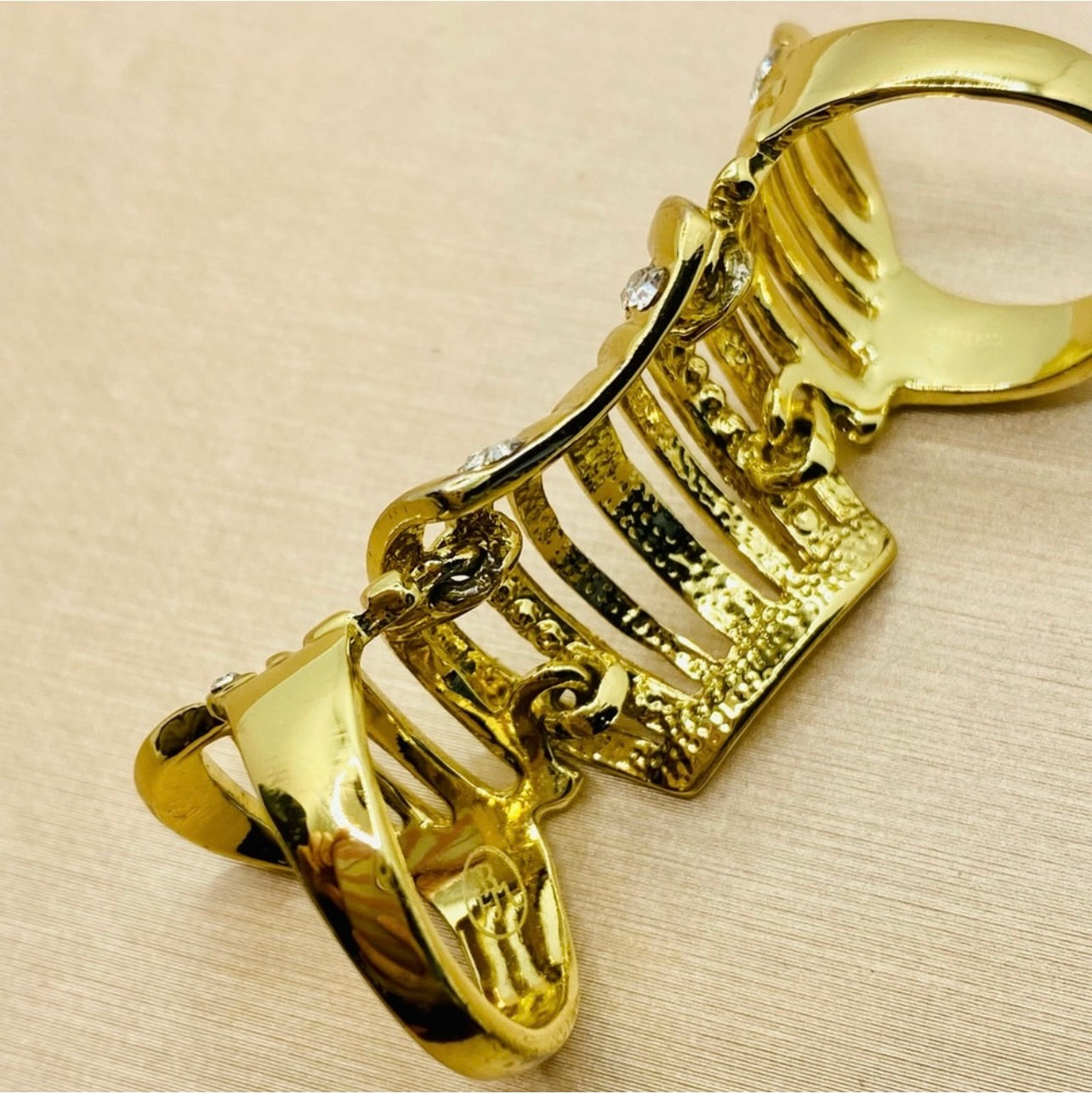Fashion Yellow Gold Plated CZ Knuckle Finger Ring