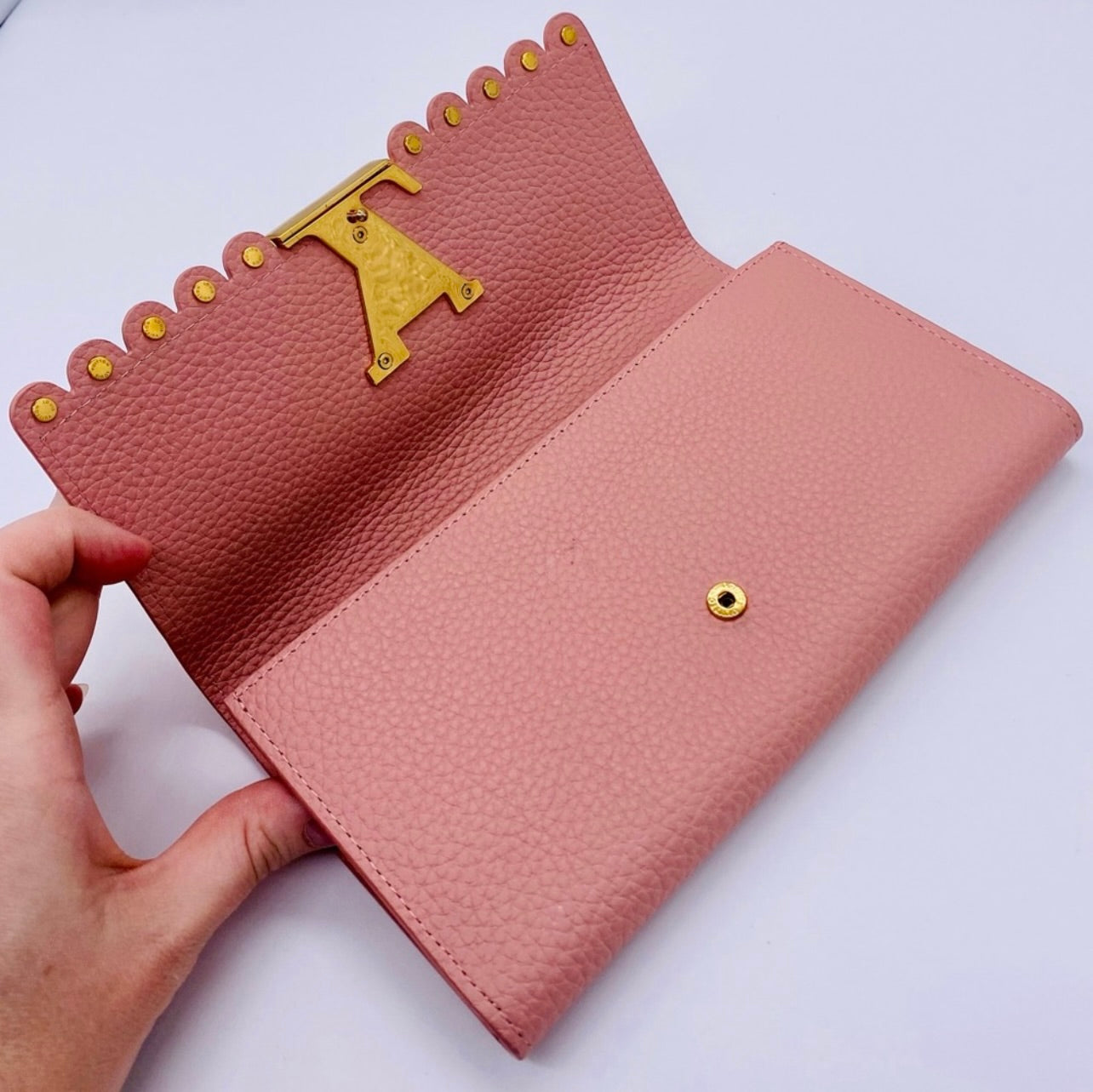 Louis Vuitton Pink Taurillon Leather Capucines Studded Wallet