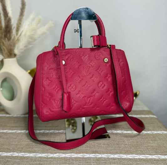 Louis Vuitton Montaigne BB Monogram Dahlia Empreinte Leather Satchel Bag