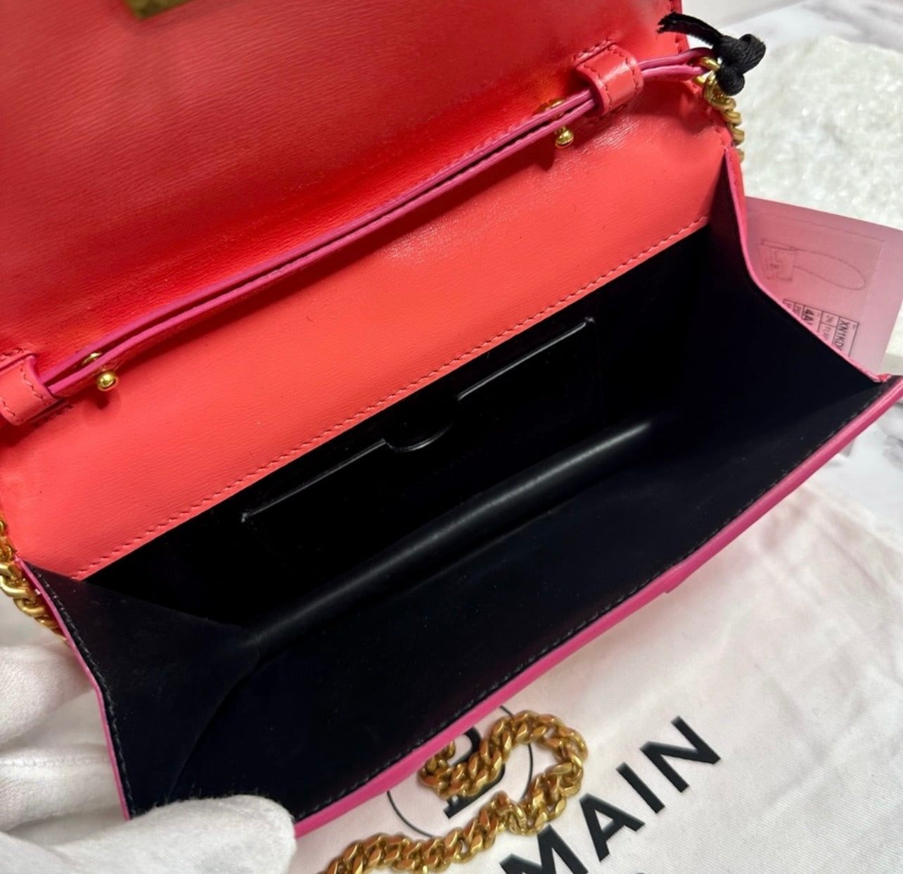 New Balmain Mini 1945 Rose Saumon Quilted Leather Bag