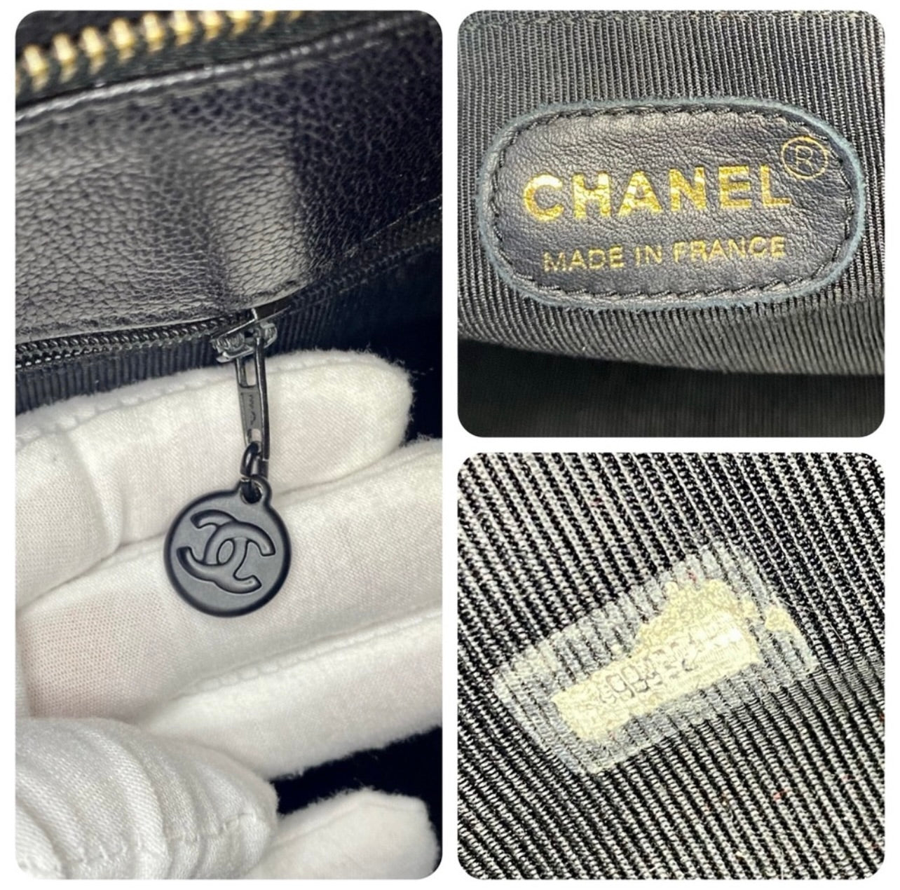 Vintage CHANEL CC Black Caviar Leather Shoulder Bag