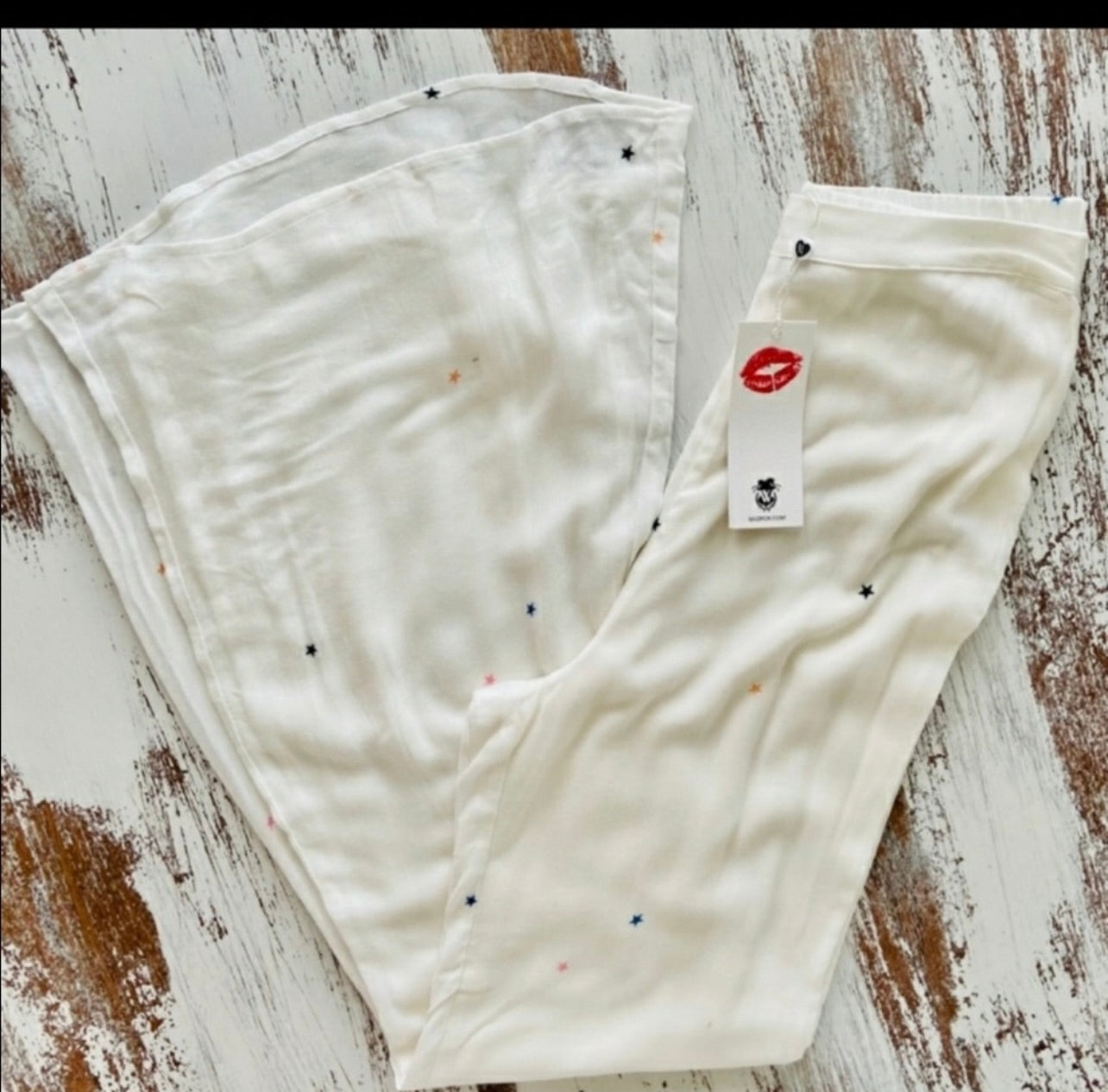 NWT! Wildfox COUTURE White Starlet Loren High Waisted Flared Pants
