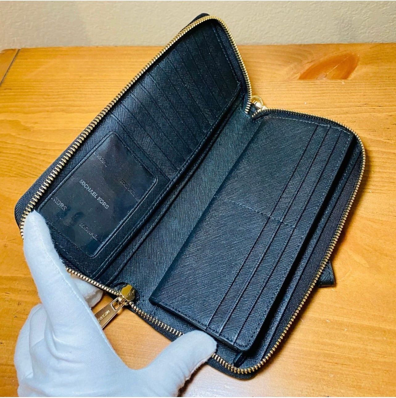 Michael Kors Black Saffiano Leather Continental Wristlet