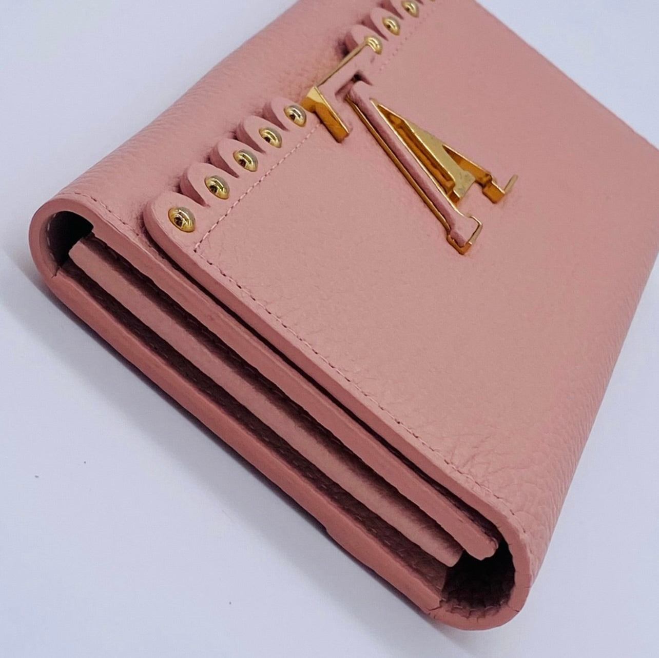 Louis Vuitton Pink Taurillon Leather Capucines Studded Wallet