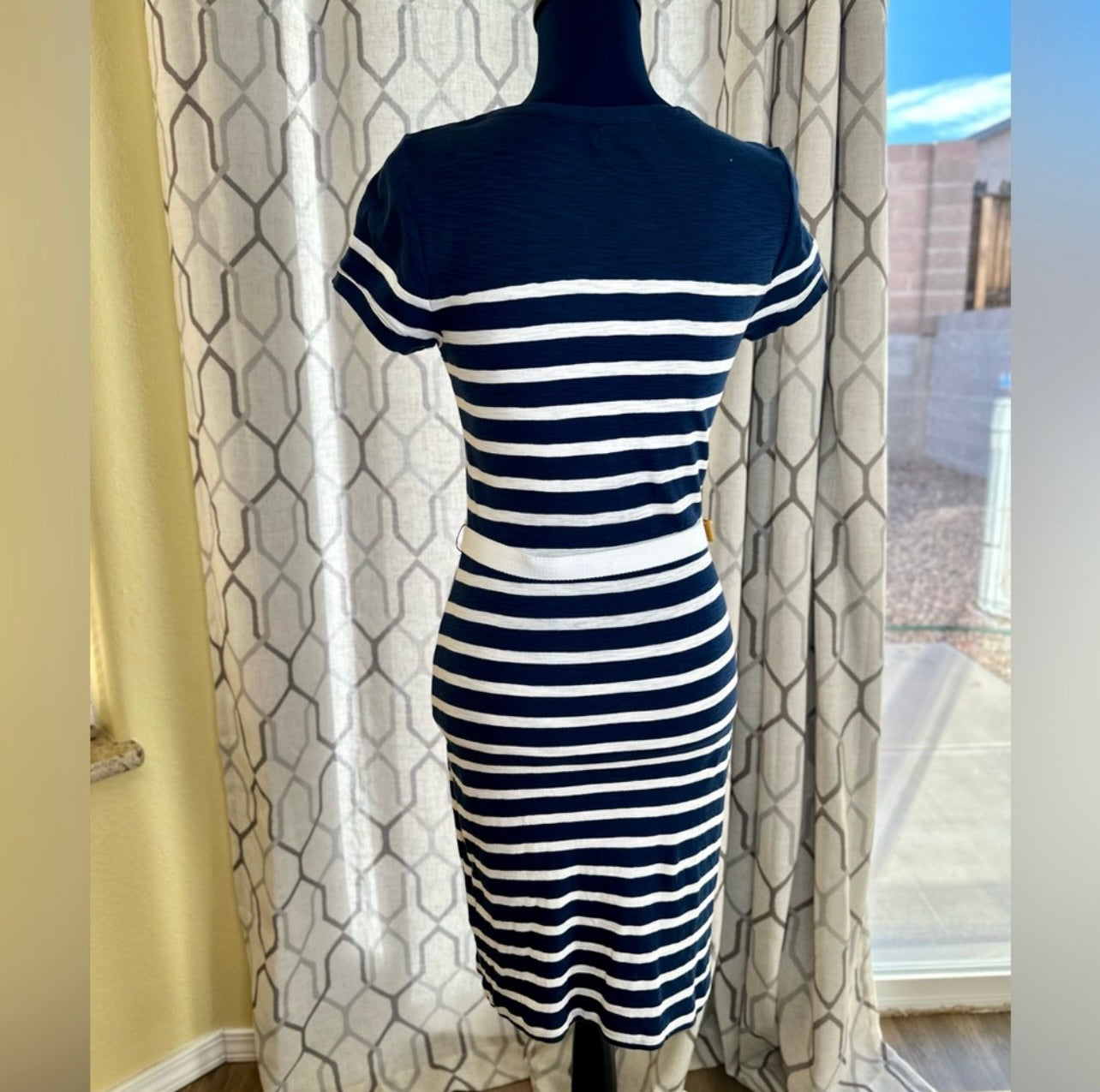 LRL Lauren Jeans Co. Ralph Lauren Nautical Navy Blue & White Striped Sailing Dress
