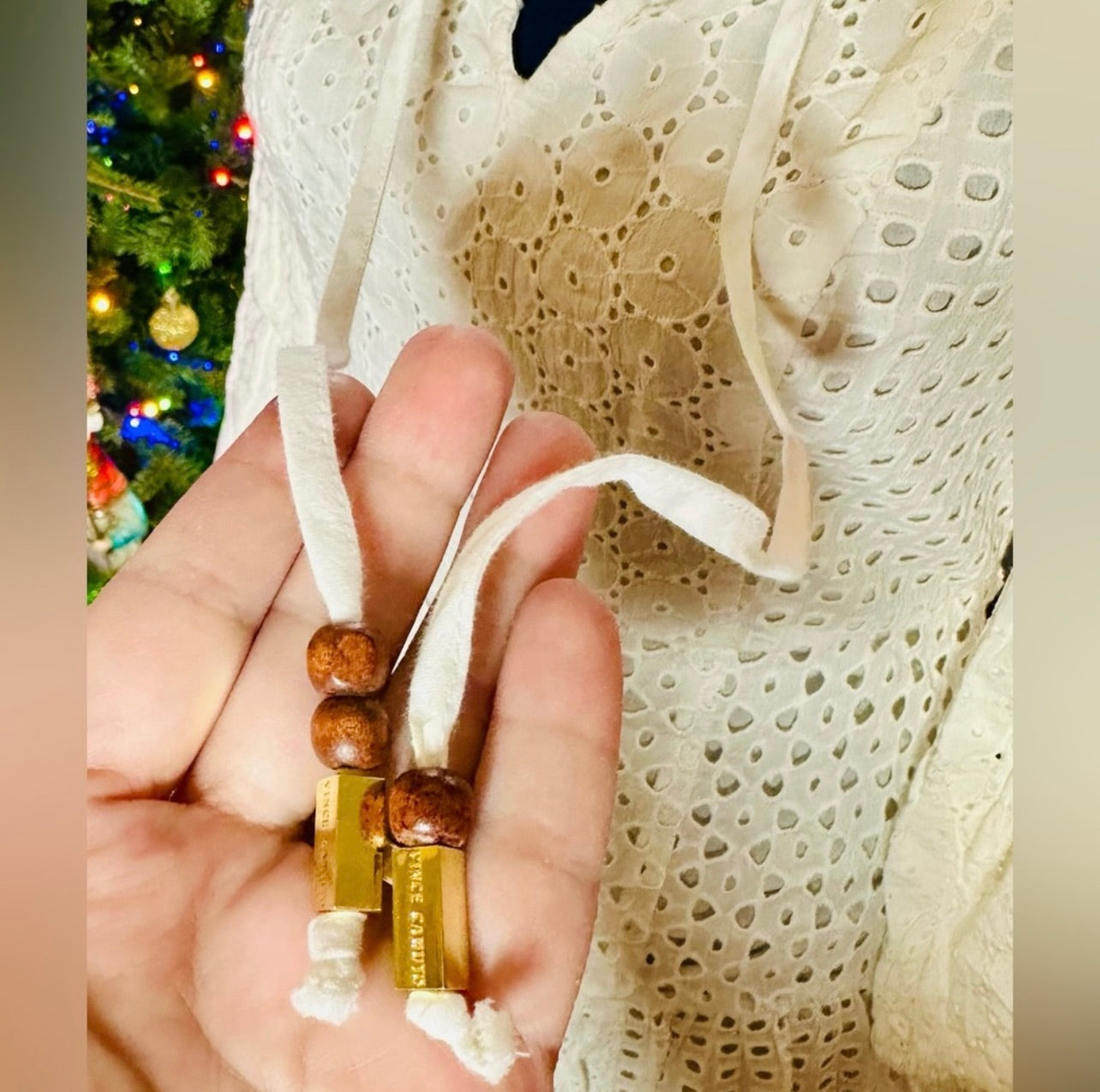 Vince Camuto 3/4 Lantern Sleeve White Eyelet Lace Fir & Flare Dress