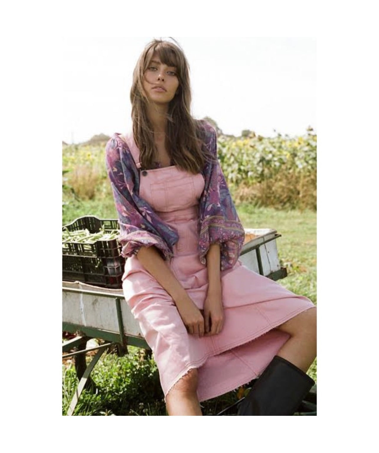 Spell & the Gypsy Collective Pink Candy Denim Pinafore Dress