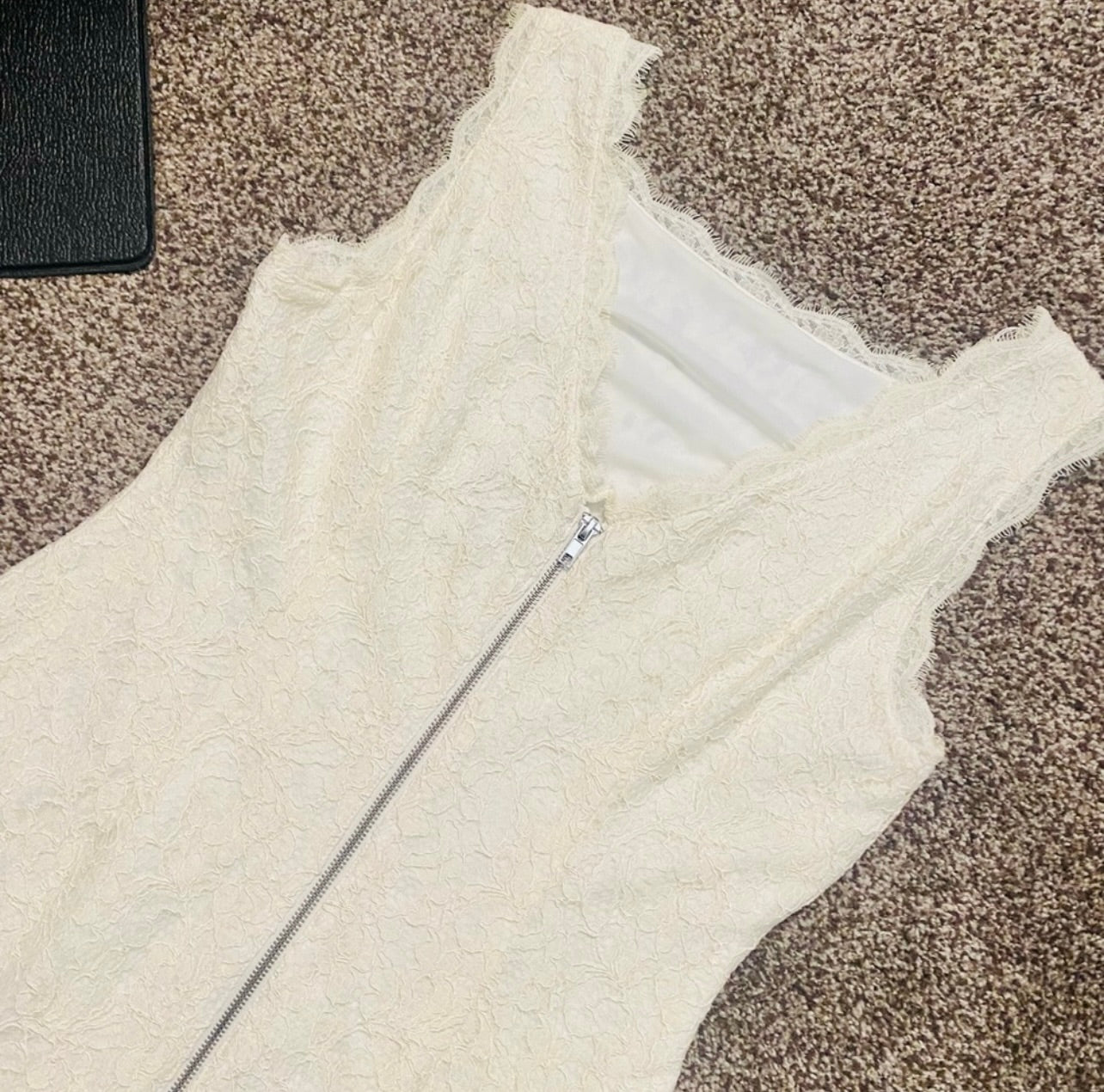 Cache Womens Ivory Floral Lace Sleeveless Sheath Dress