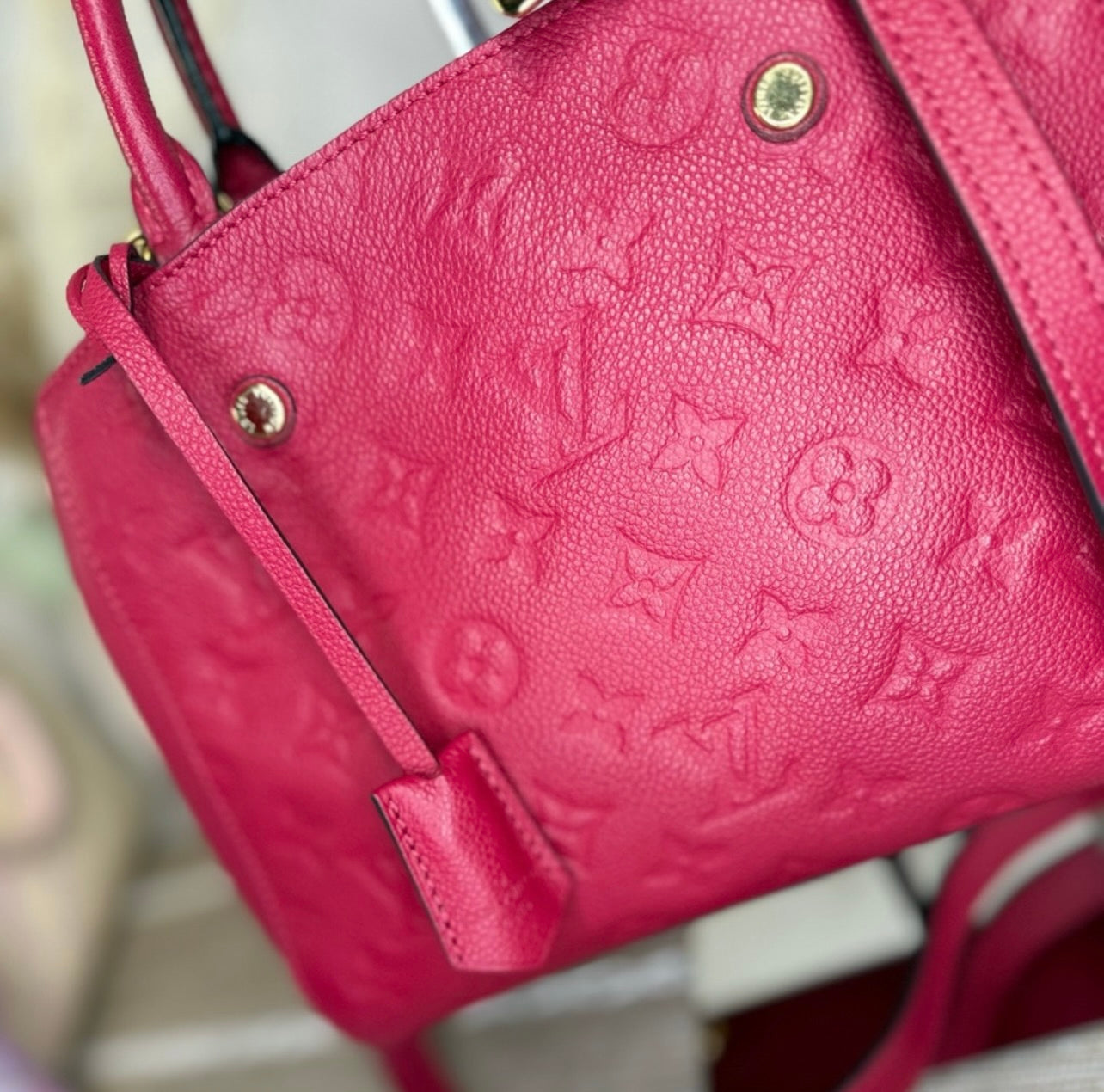 Louis Vuitton Montaigne BB Monogram Dahlia Empreinte Leather Satchel Bag