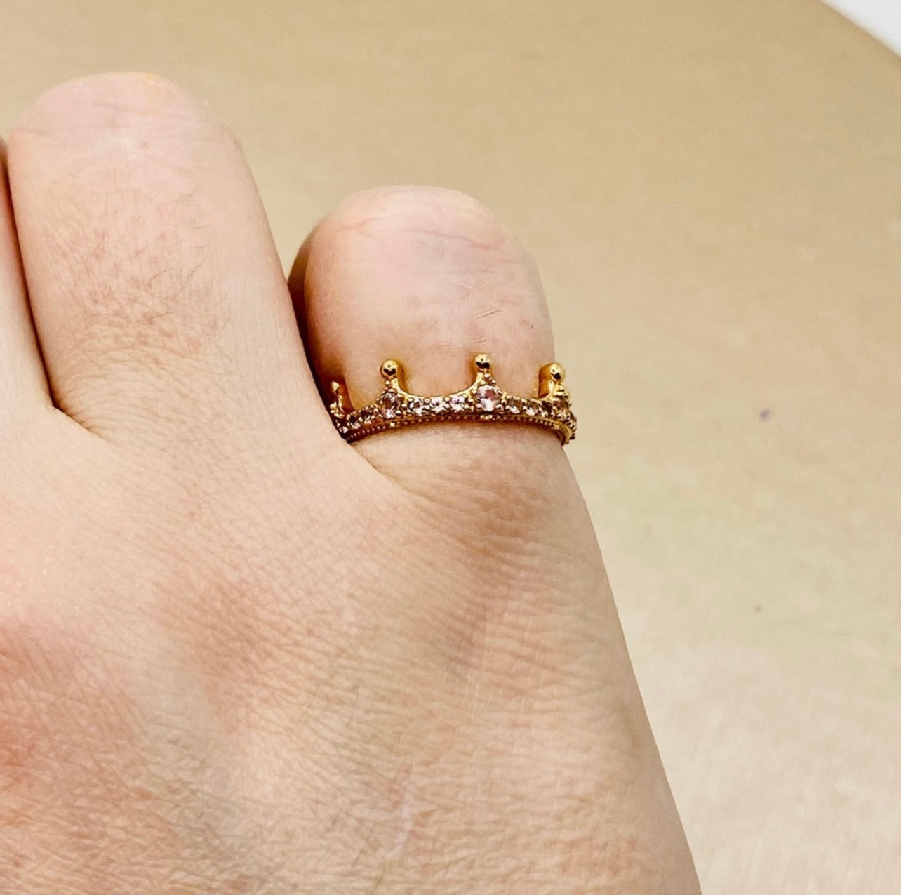 Pandora Pink Sparkling Crown Ring