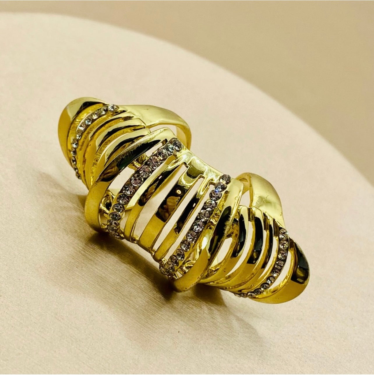 Fashion Yellow Gold Plated CZ Knuckle Finger Ring