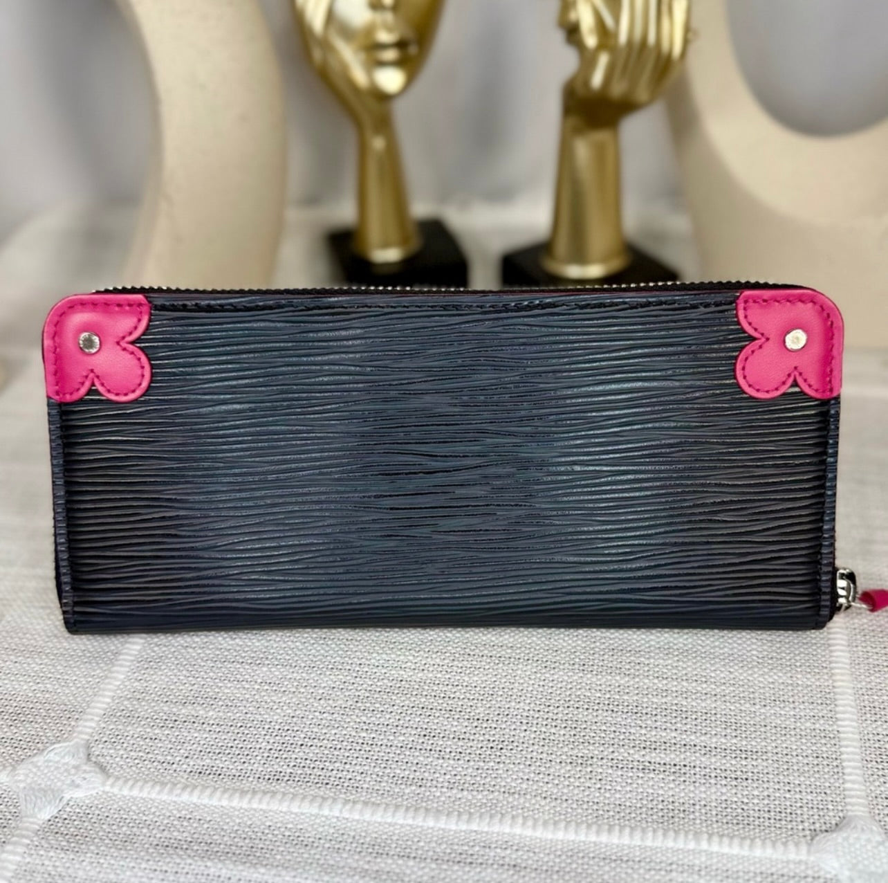 Louis Vuitton Black Epi Leather Blooming Corners Clemence Wallet