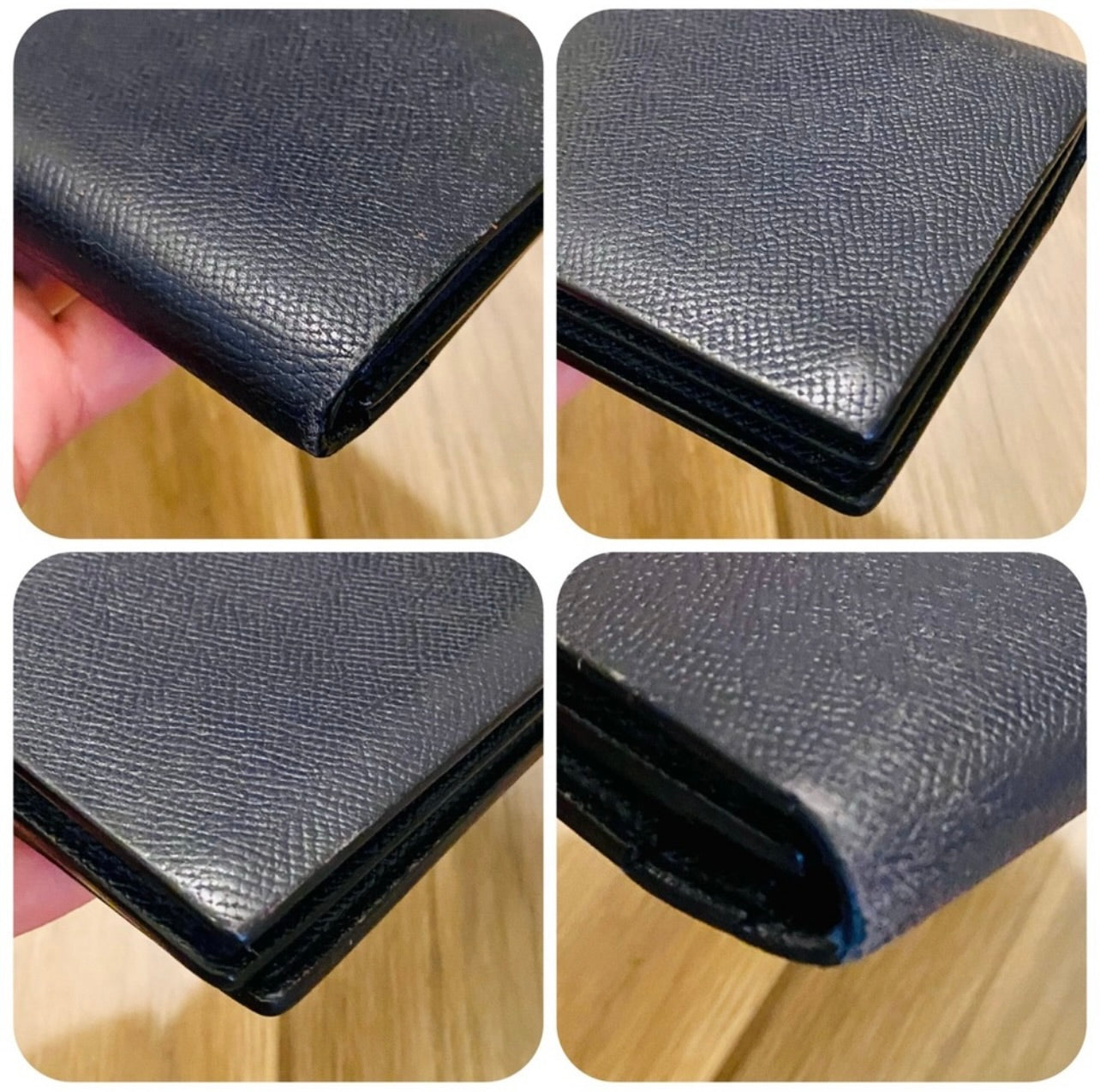 Unisex Dunhill London Dark Navy Blue Leather Banker Coat 16CC Wallet