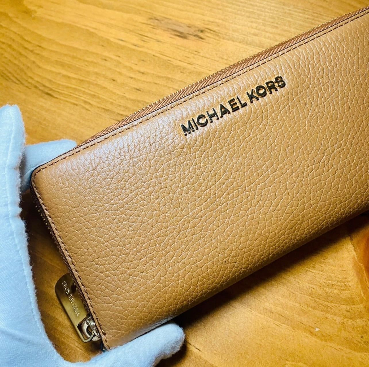 Michael Kors Camel Brown Saffiano Leather Continental Wristlet