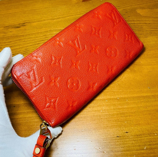Louis Vuitton Red Poppy Supple Monogram Empreinte Leather Zippy Wallet