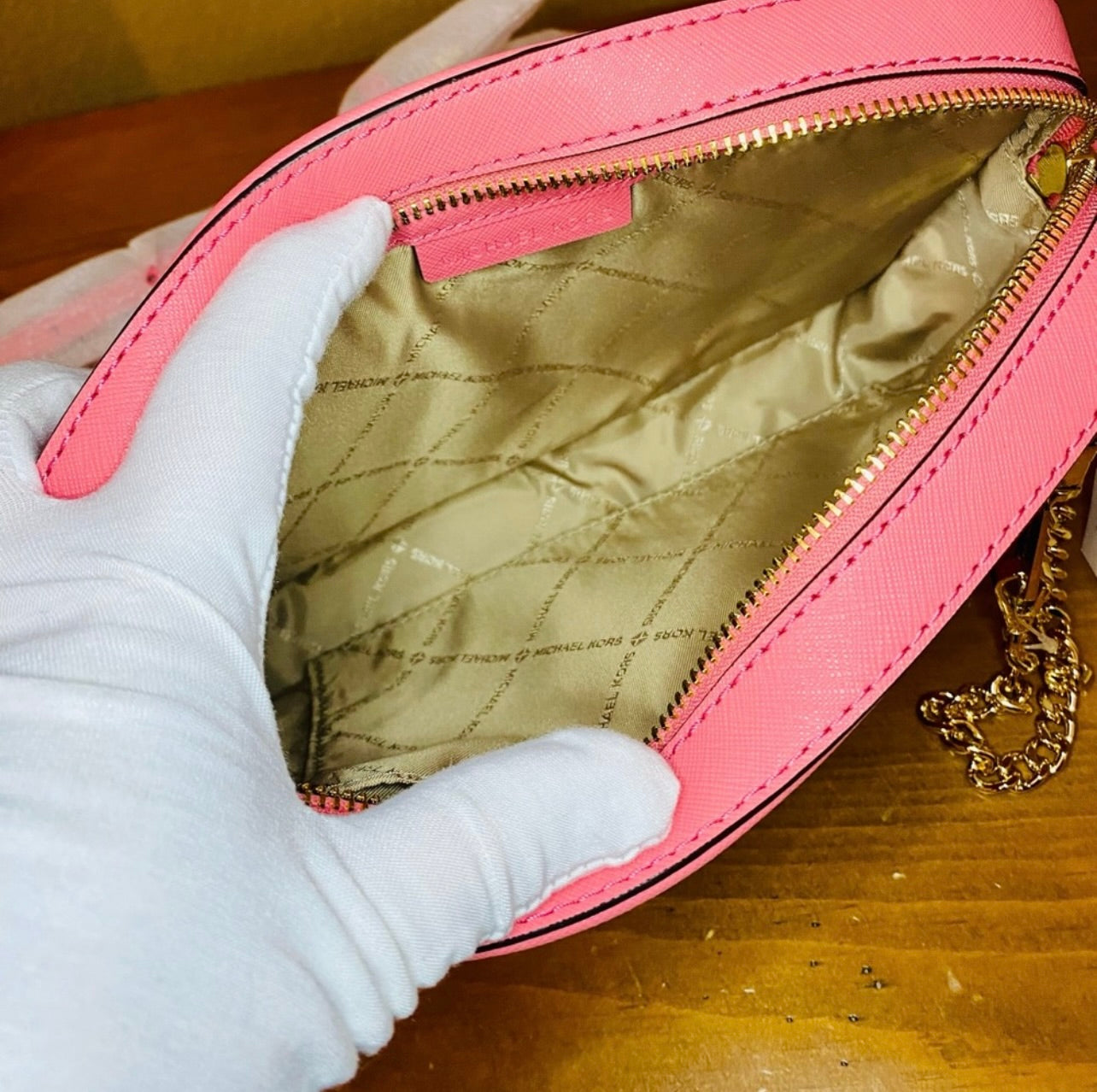 New Michael Kors Jet Set Large Tea Rose Pink Saffiano Leather Crossbody Bag