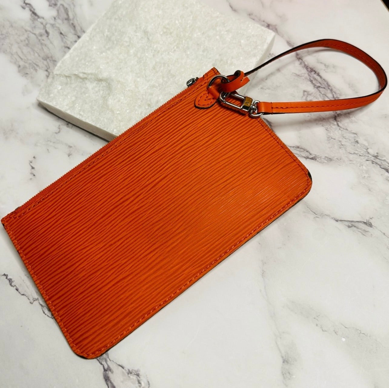 Louis Vuitton Mandarin Orange Epi Leather Neverfull Pochette