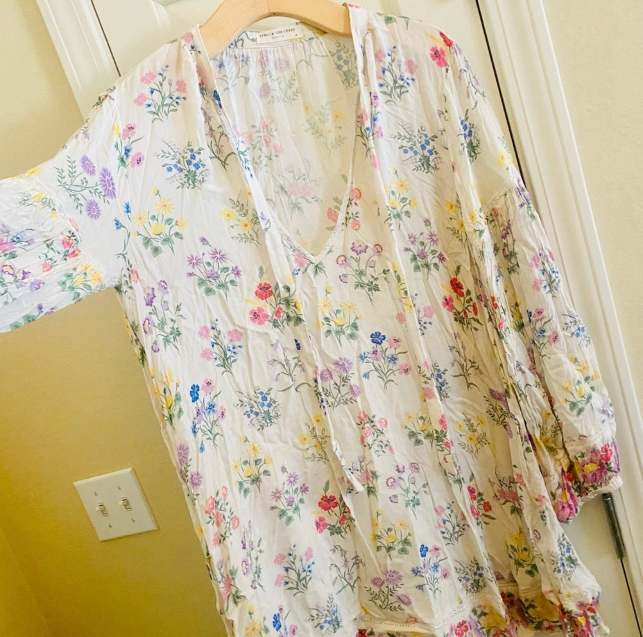 Spell & the Gypsy Collective Gardenia Posy Long Sleeve Mini Dress