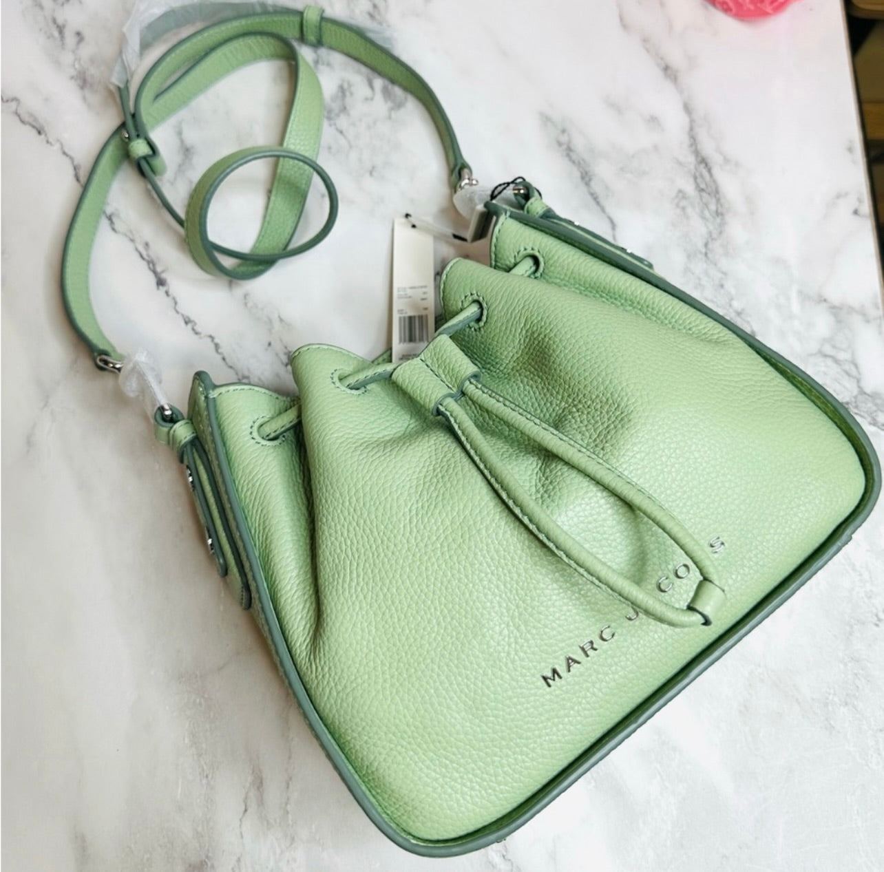 New Marc Jacobs Mint Green Leather Mini Bucket Bag