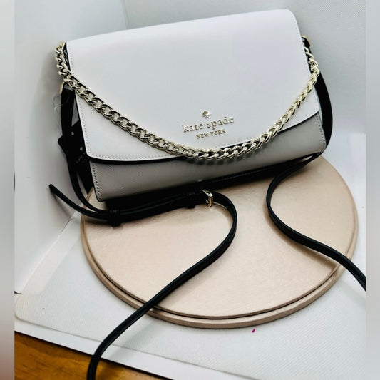 New Kate Spade Carson Nimbus Grey Colorblock Saffiano Leather Convertible Crossbody