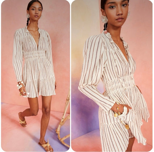 Ulla Johnson Cream Striped Rosalind Mini Dress