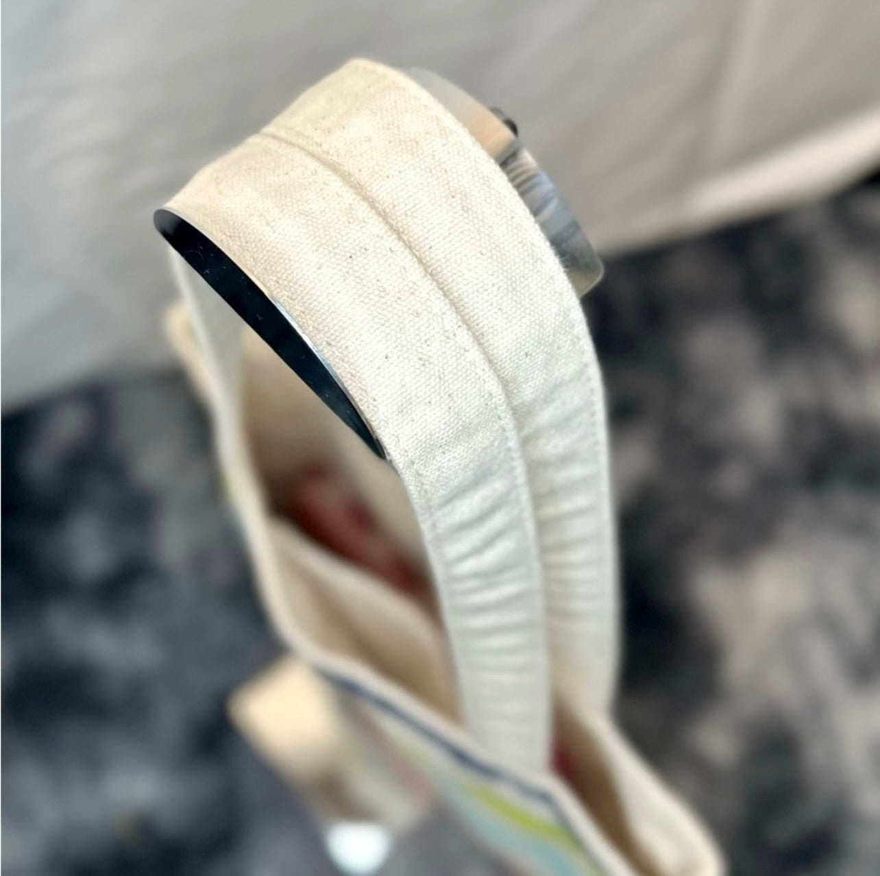 Kate Spade Heavy-duty Multi-Colored Stripes Cream Canvas Book Tote Bag