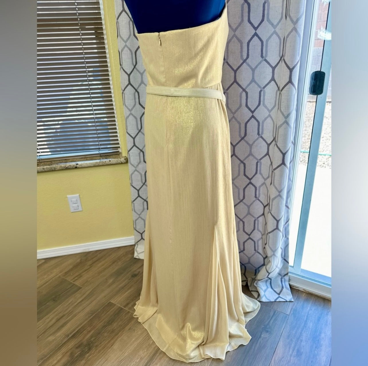 New LAUREN RALPH LAUREN Gold Shimmer Strapless Evening Dress Gown