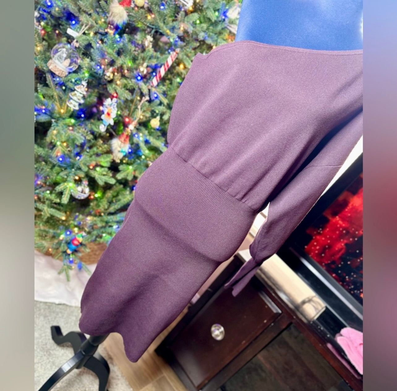 New Express Dark Purple One Shoulder Long Sleeve Mini Sheath Sweater Dress