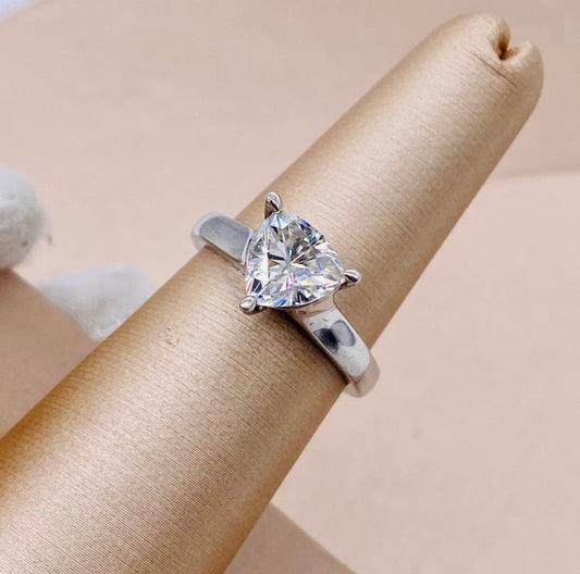Sterling Silver Ring w/ 1.60CTW Colorless Forever One Moissanite Gemstone