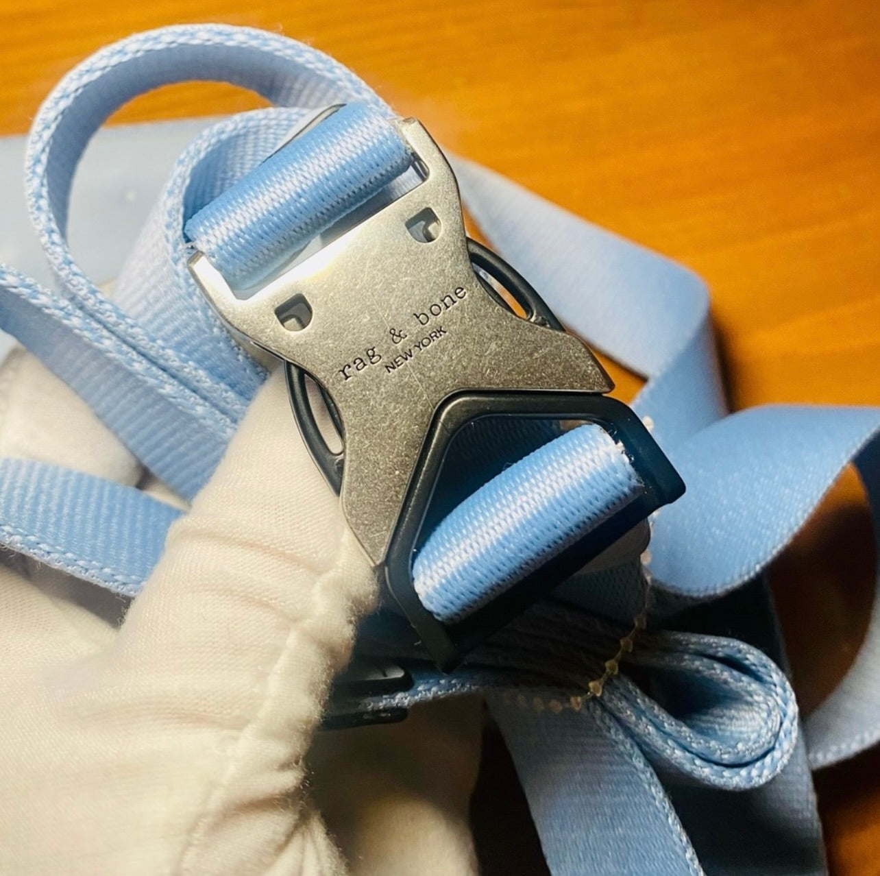 New Rag & Bone Riser Light Blue Leather Crossbody Phone Pouch