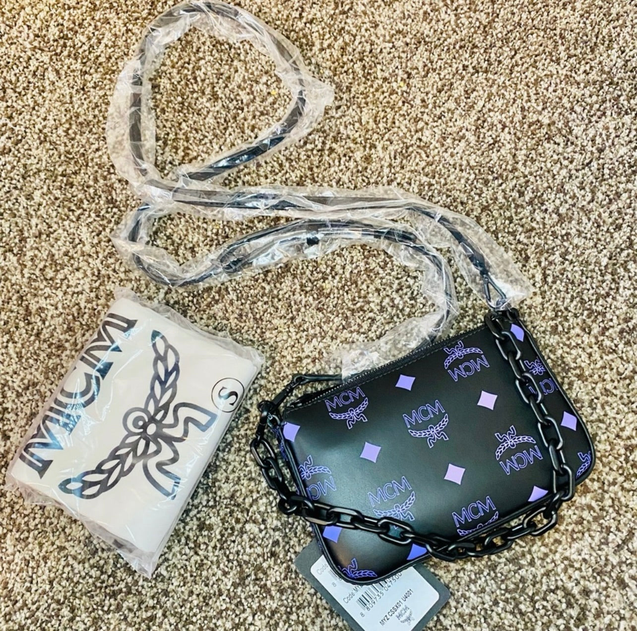 New MCM Dahlia Purple Mini Color Splash Logo Shoulder Bag