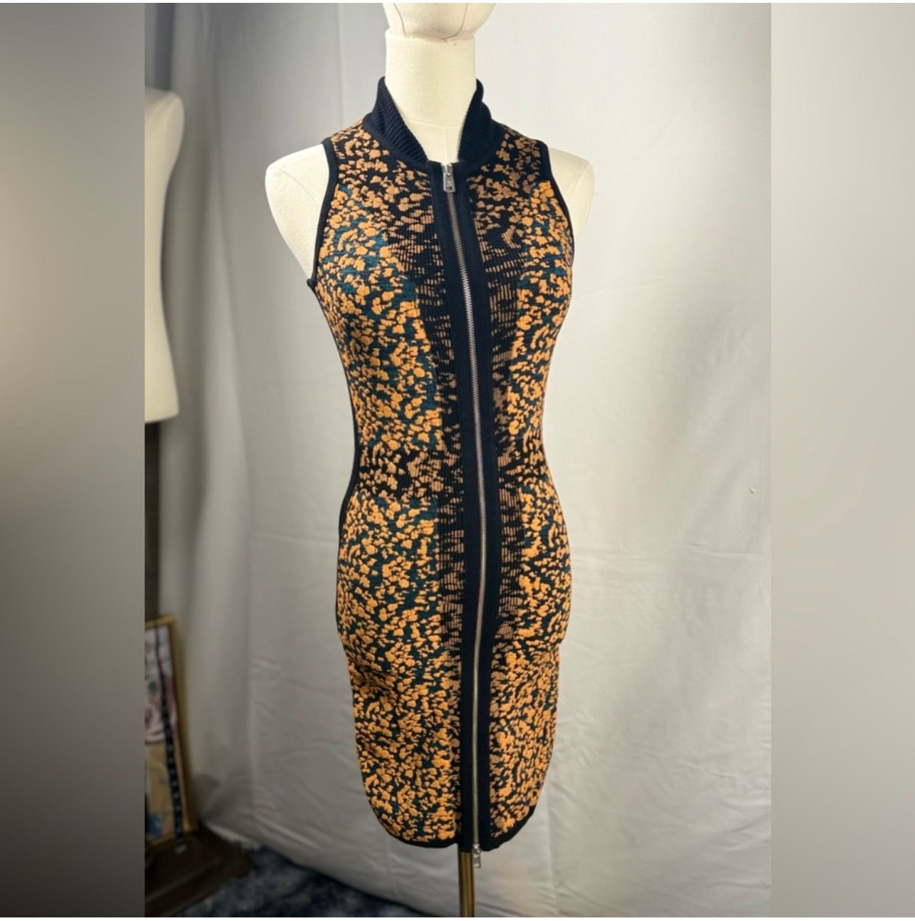 McQ Alexander McQueen Zip Sleeveless Bodycon Sheath Dress